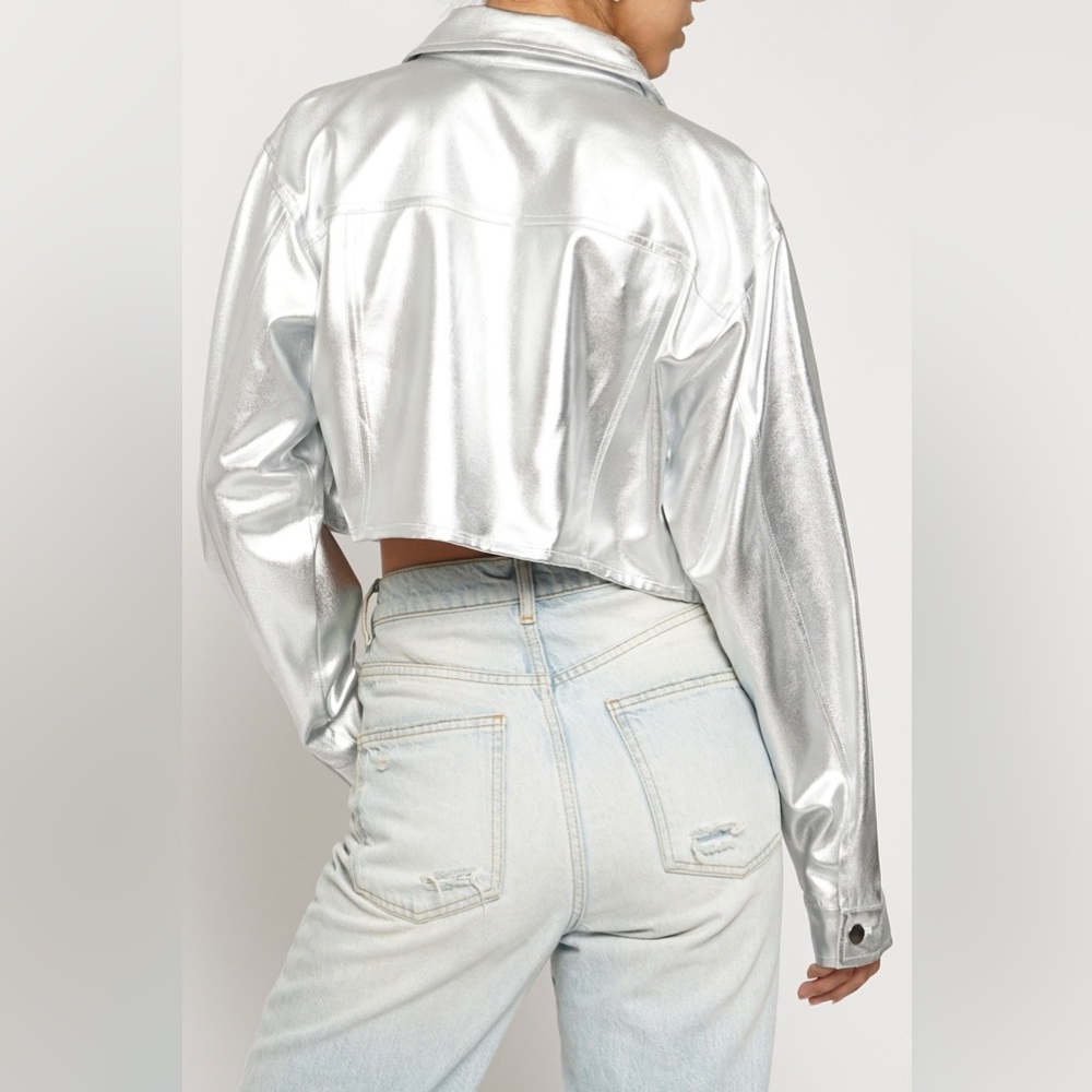 Metallic silver cropped jacket - Picture 6 of 9
